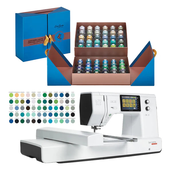 Bernette b70 Deco Embroidery Machine thread bundle