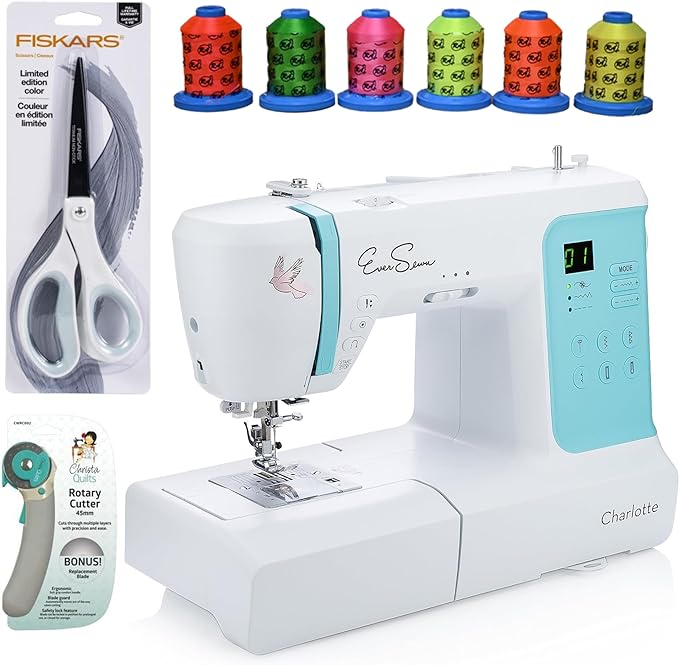 EverSewn Ce line Sewing Machine Bundle with Quilting and Sewing Kit - 1 Rotary Cutter, 1 Rotary Mat and 1 Non-Slip Frosted Acrylic Ruler for Creative Sewing Enthusiasts