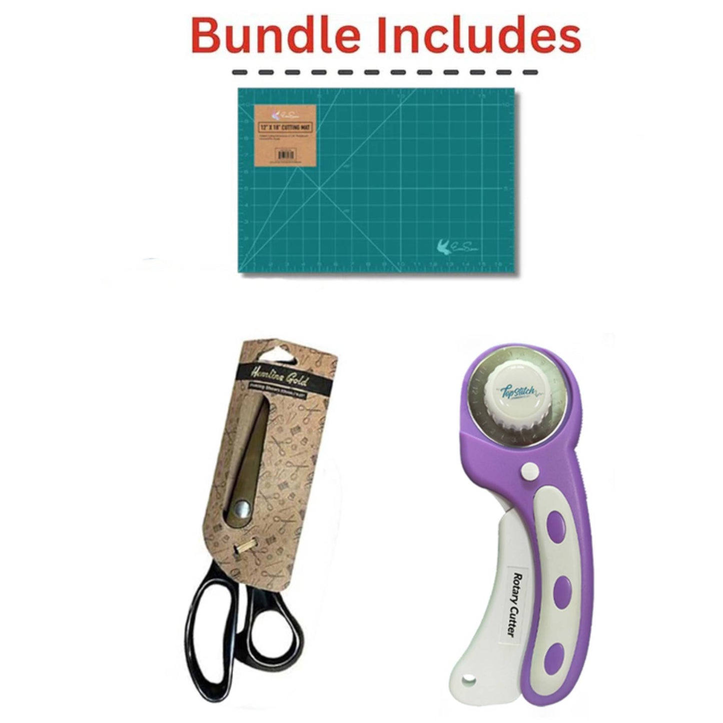 Bernette b05 Academy Sewing Machine Bundle with Quilting and Sewing Kit - 1 Rotary Cutter, 1 Rotary Mat and 1 Non-Slip Frosted Acrylic Ruler for Creative Sewing Enthusiasts