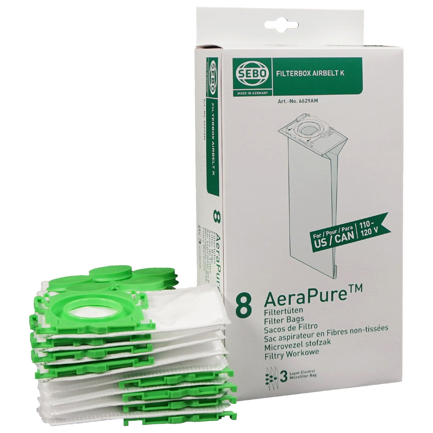 SEBO Airbelt K 3-ply Filter Bags - 216 pack