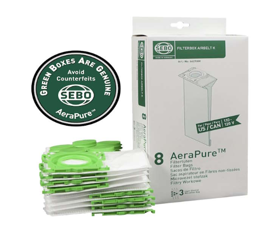 SEBO Airbelt K 3-ply Filter Bags - 216 pack