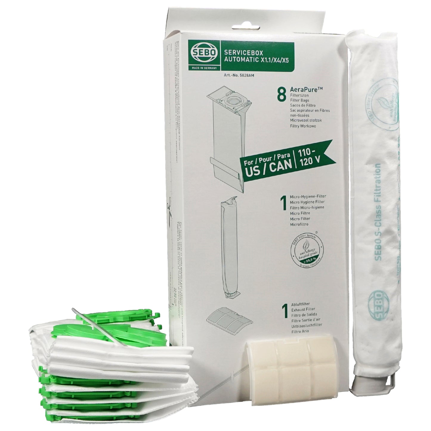 SEBO X Bags, Filters, and Sealing Strip Service Box 5828