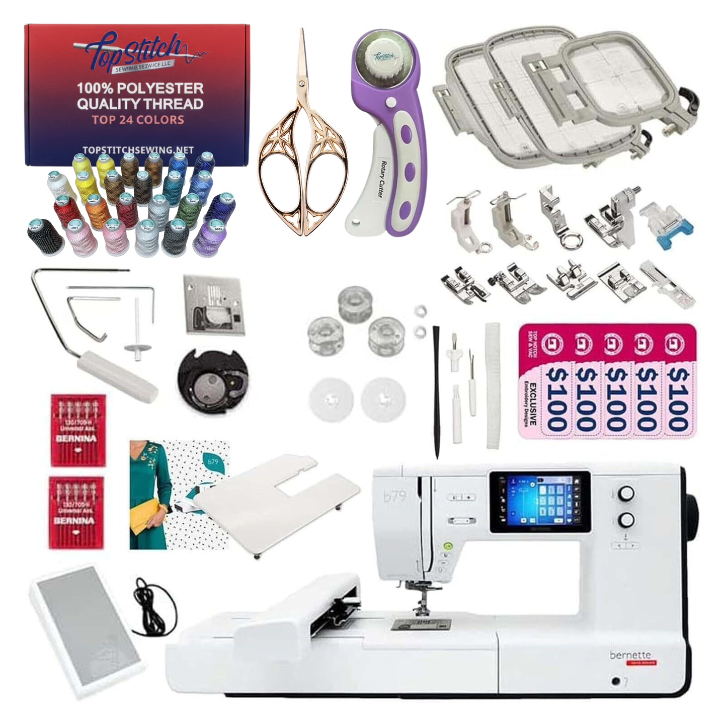 Bernette b79 Sewing & Embroidery Machine Bundle