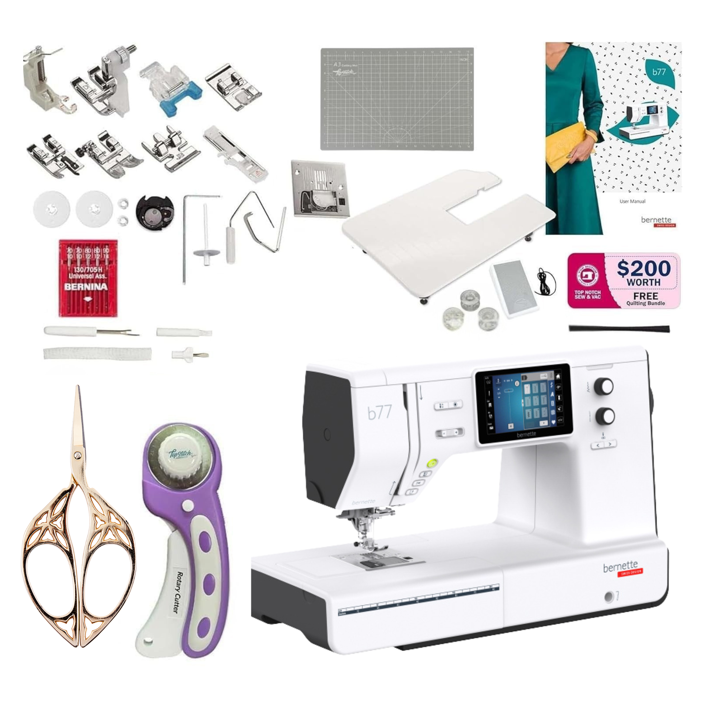 Bernette b77 Sewing & Quilting Machine Bundle
