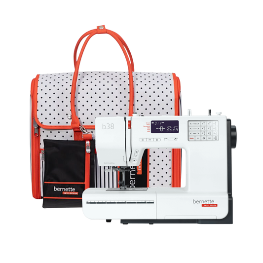 Bernette B38 Creative Computerized Bundle Featuring 394 Stitches, LCD Display, Extension Table & Complimentary Bernette Tote