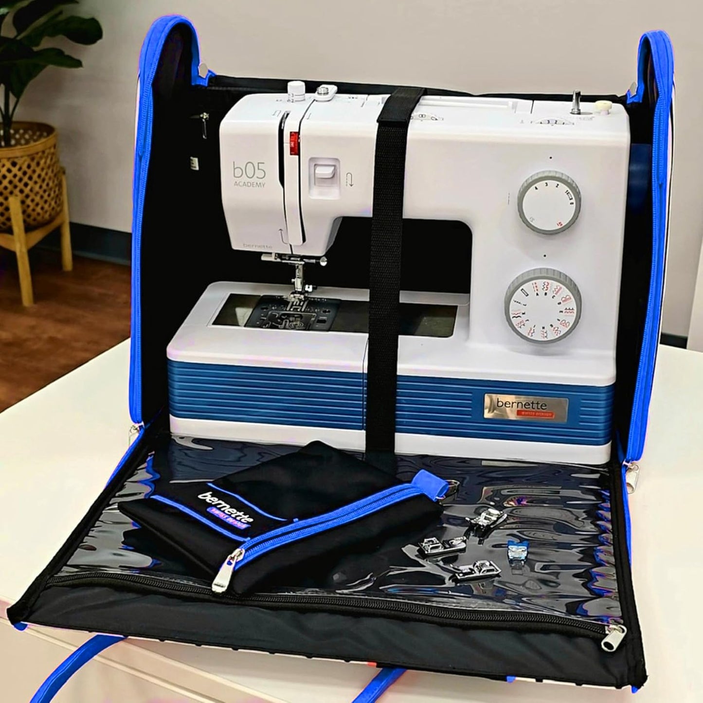 Bernette b05 Academy Sewing Machine + Top Stitch Rolling Tote Bag Bundle