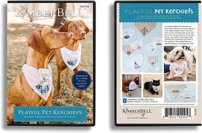 Kimberbell Playful Pet Kerchiefs Machine Embroidery Designs CD, Includes: 8 Different Designs - Each Comes in 4 Sizes, for Animals Large to Extra Small, Hoop Sizes: 4x4” and 5x7”, Patterns for Pets