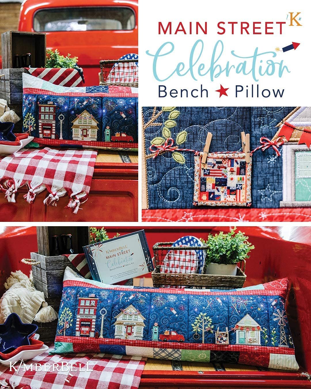 Main Street Celebration Bench Pillow Sewing Pattern Kimberbell #KD197