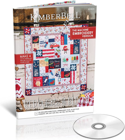 Kimberbell Red, White & Bloom Quilt Machine Embroidery Version KD809