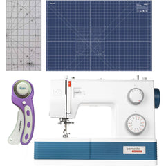 Bernette b05 Academy Sewing Machine Bundle with Quilting and Sewing Kit - 1 Rotary Cutter, 1 Rotary Mat and 1 Non-Slip Frosted Acrylic Ruler for Creative Sewing Enthusiasts