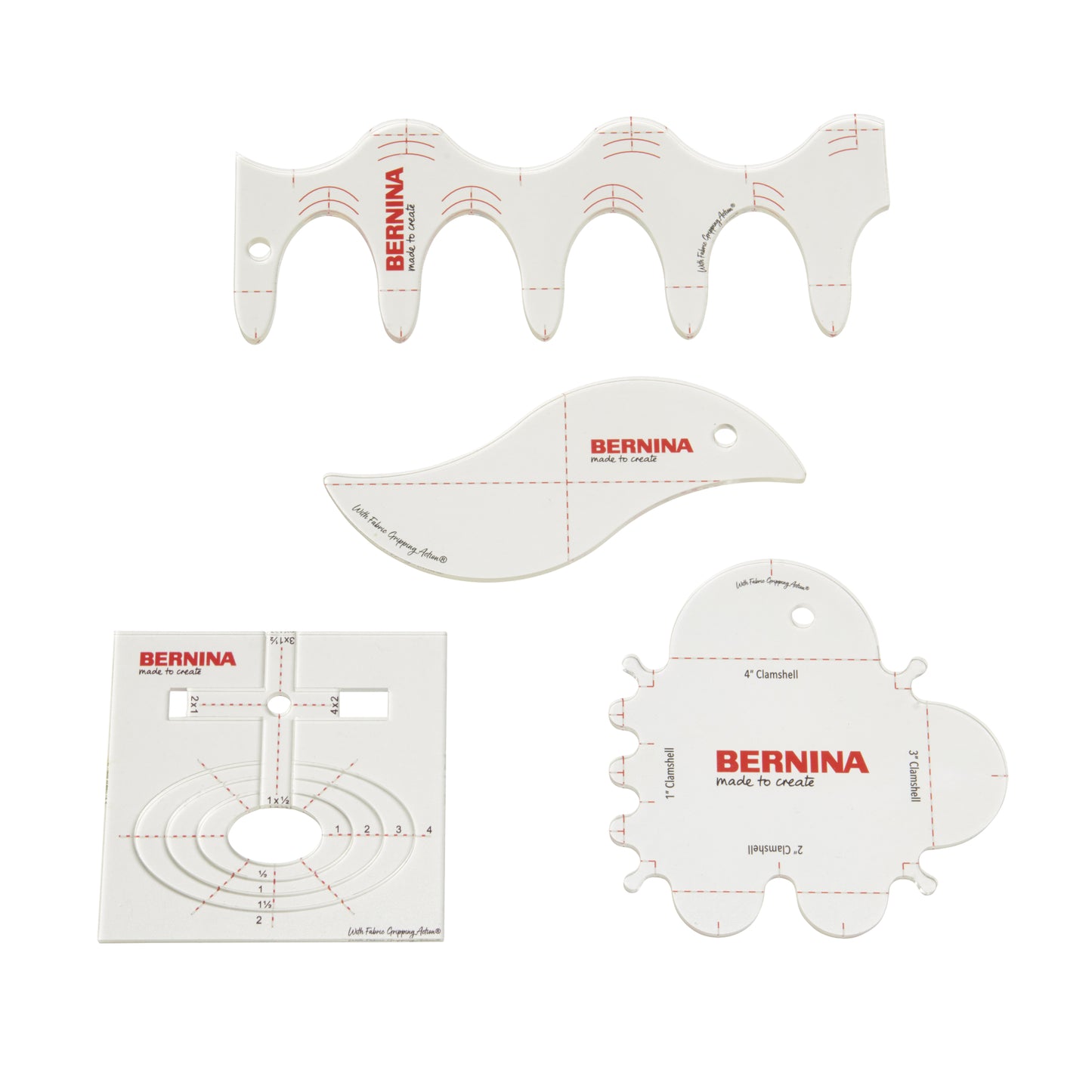 BERNINA Curves and Clams Ruler Set (4-Piece Set)