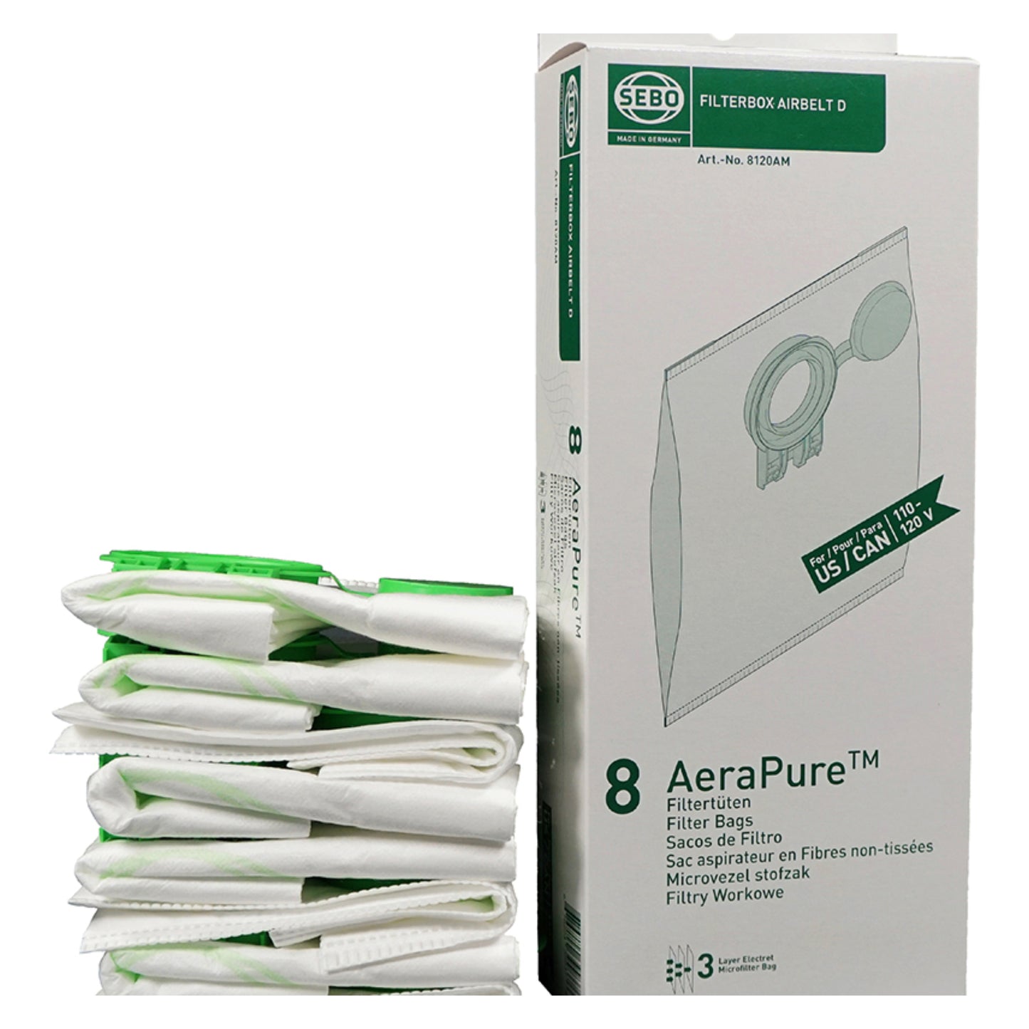 SEBO Airbelt D Ultra 3-Ply AeraPure Filter Bag - 176 pack