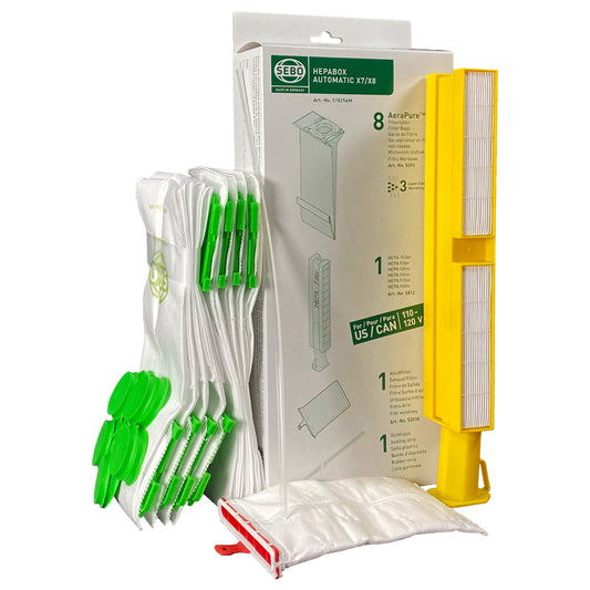 SEBO X7 X8 Bags, Filters, and Sealing Strip HEPA Service Box 51829