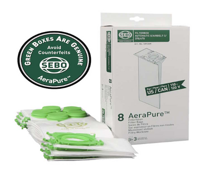 SEBO X, C, G, 370 Series AeraPure Filter Bags 5093AM - 8 pack