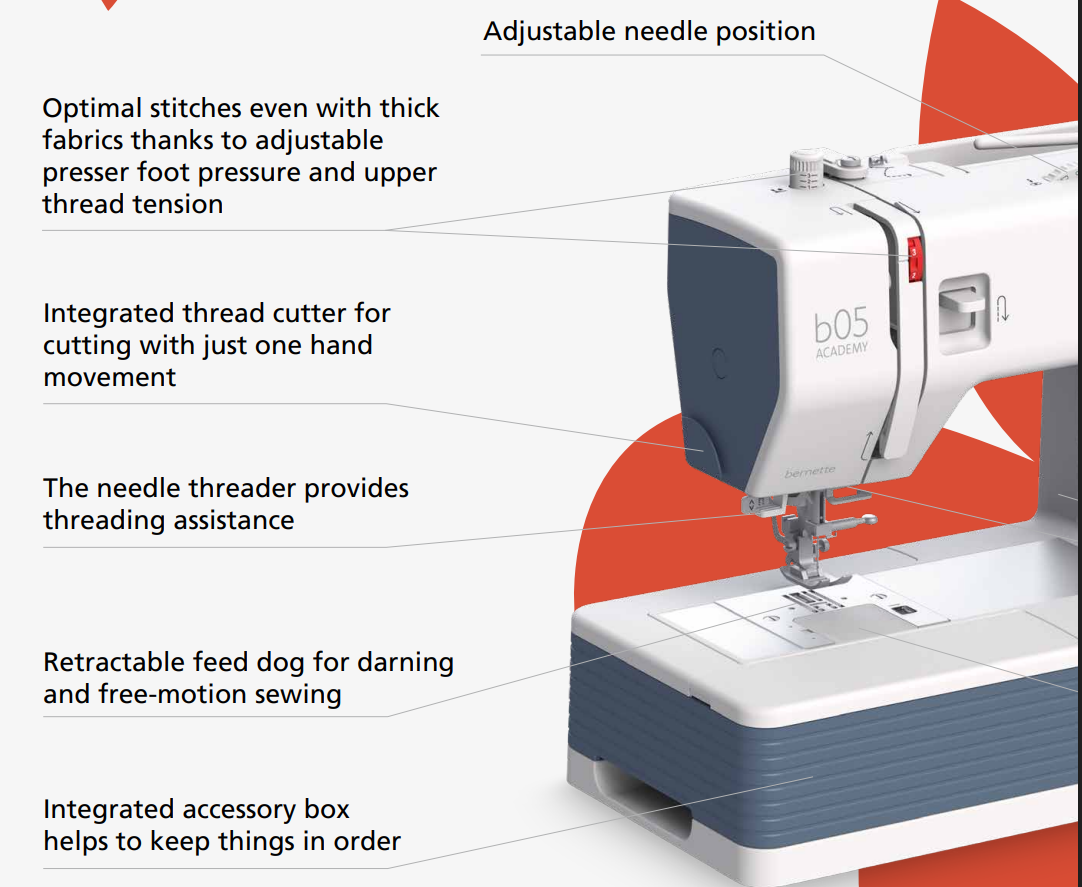 Bernette 05 Academy Sewing Machine features