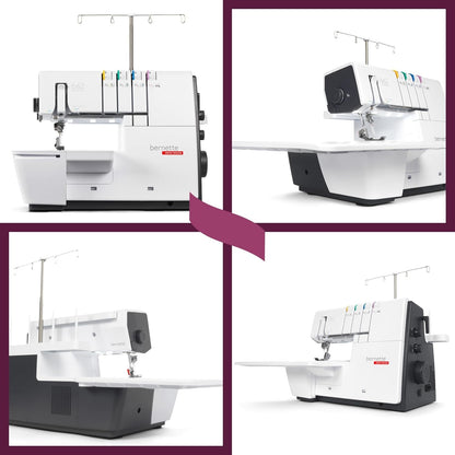 Bernette B62 Airlock Coverstitch Machine Bundle with Air Threader, Cutting Mat, Rotary Cutter, Scissors, and Thread Set