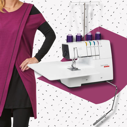Bernette B62 Airlock Coverstitch Machine Bundle with Air Threader, Cutting Mat, Rotary Cutter, Scissors, and Thread Set