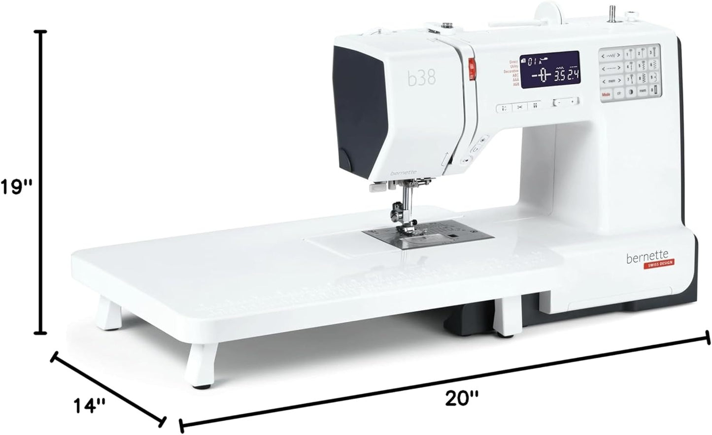 Bernette B38 Computerized Sewing Machine with Cutting Tools & Presser Foot Kit | Advanced Sewing Bundle