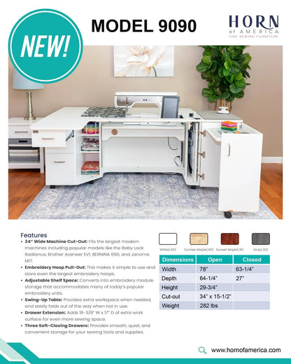 Horn of America Sewing Machine Cabinet - New Model 9090