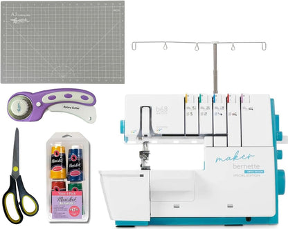 Bernette b68 Maker AIRLOCK Bundle – Serger & Coverstitch Combo for Everyday Garment Finishing