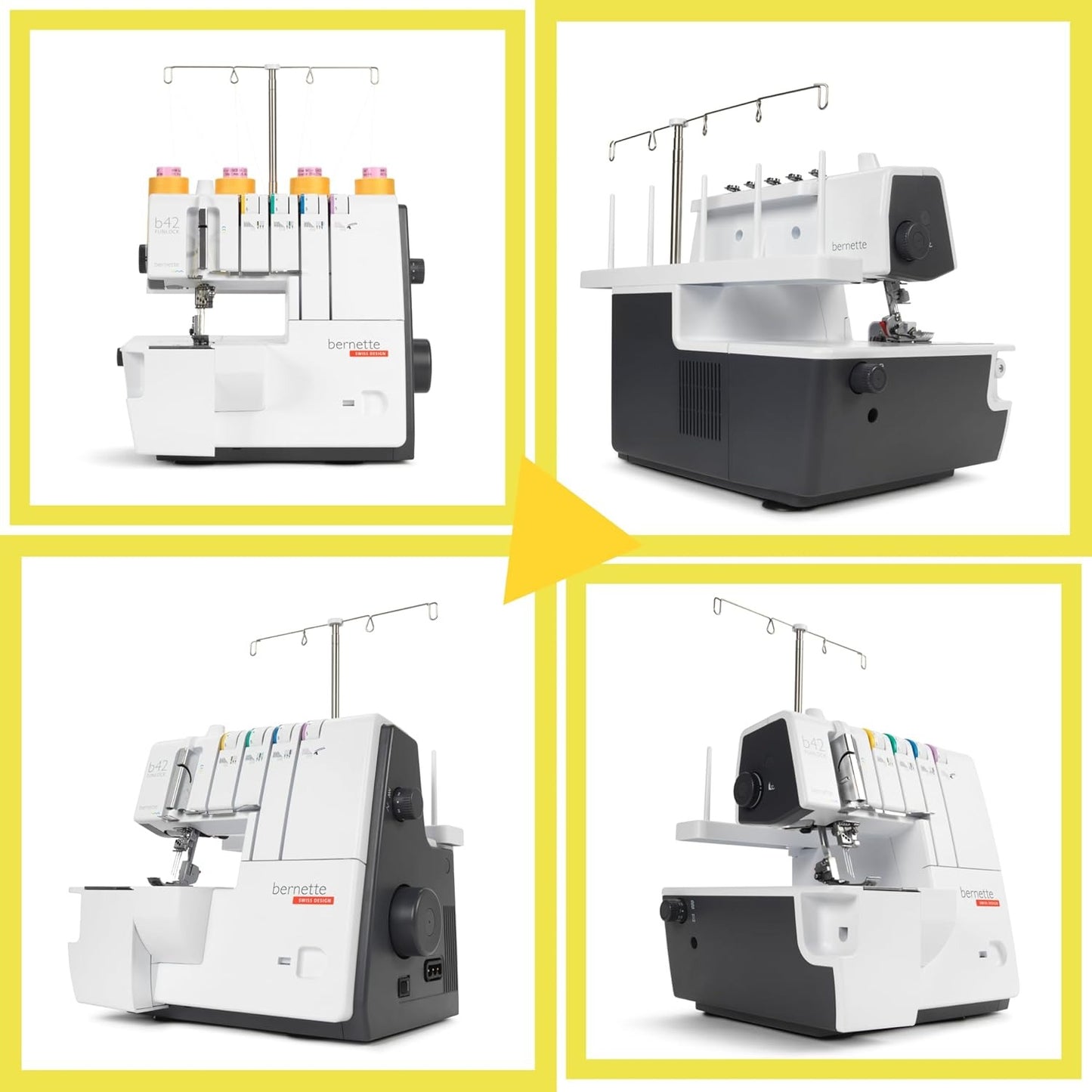 Bernette B42 Funlock Coverstitch Machine Bundle with Cutting Mat, Scissors, Rotary Cutter, and Thread Set