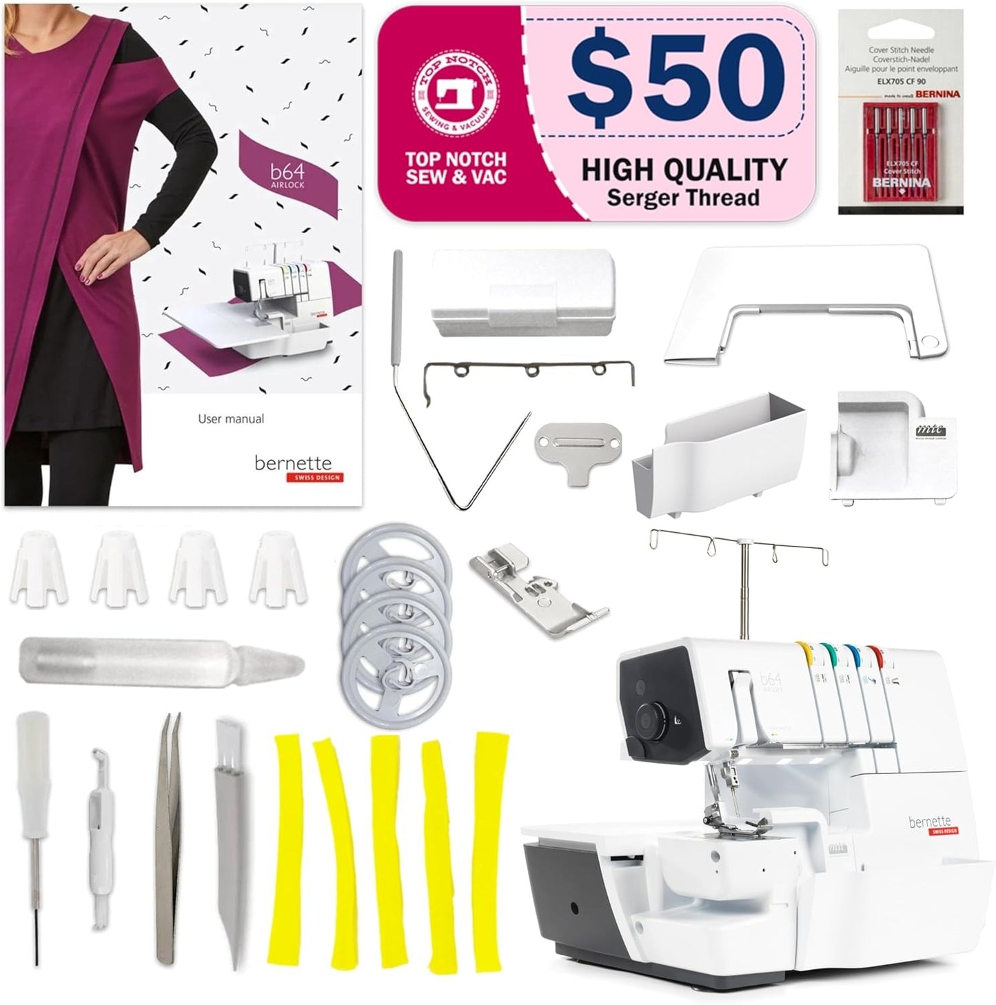 Bernette b64 AIRLOCK Overlocker Serger Bundle