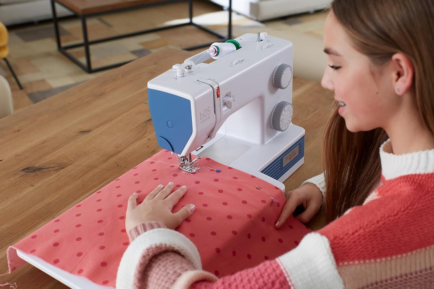 Bernette b05 Academy Sewing Machine with EverSewn 60-Pc Sunset Thread Bundle