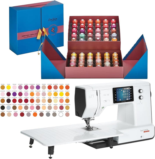 Bernette b77 Sewing & Quilting Machine with EverSewn 60-Pc Sunset Thread Bundle