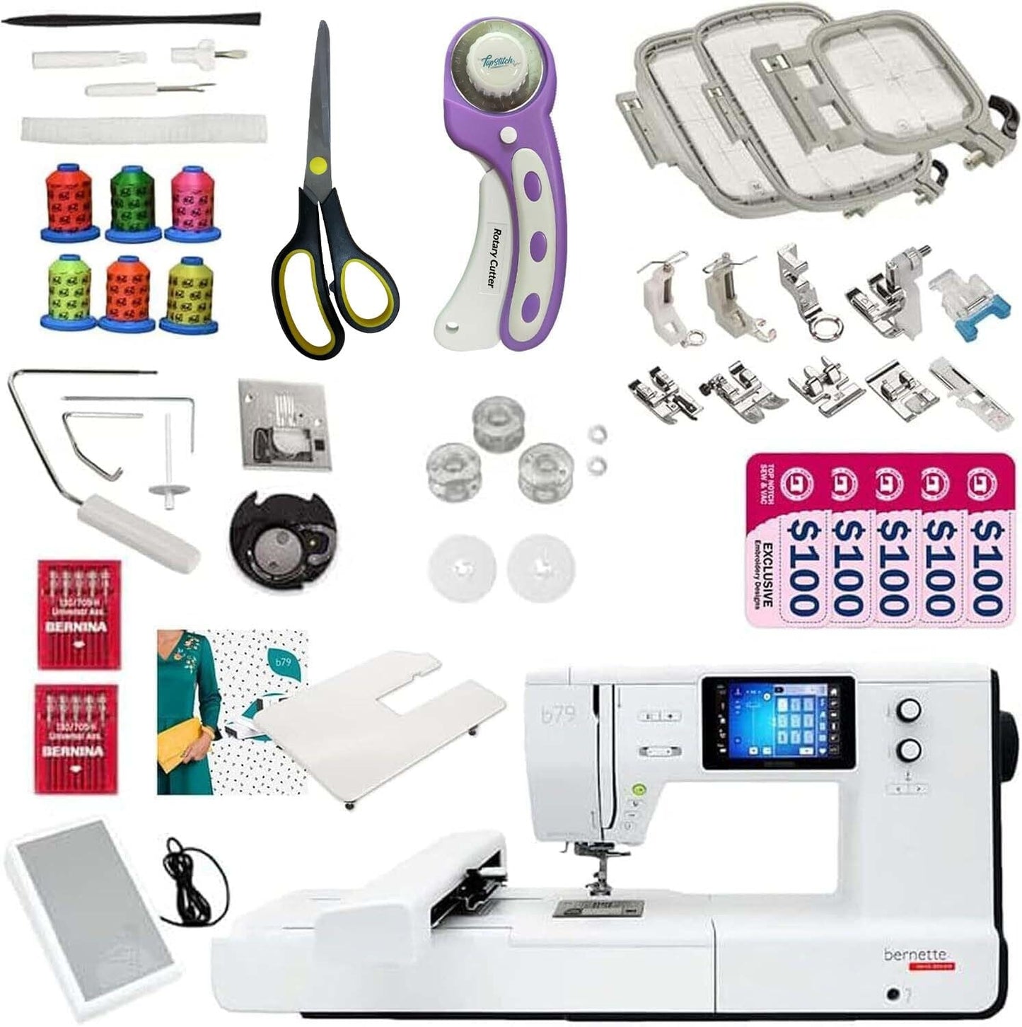 Bernette b79 Sewing & Embroidery Machine Bundle