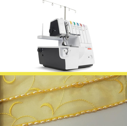 Bernette B48 Funlock Serger and Coverstitch Machine Bundle with Rotary Cutter, Scissors, Threads, and Cutting Mat