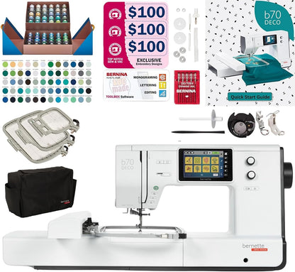 Bernette B70 DECO Embroidery Machine Bundle with Northern Lights Thread & Design Tools
