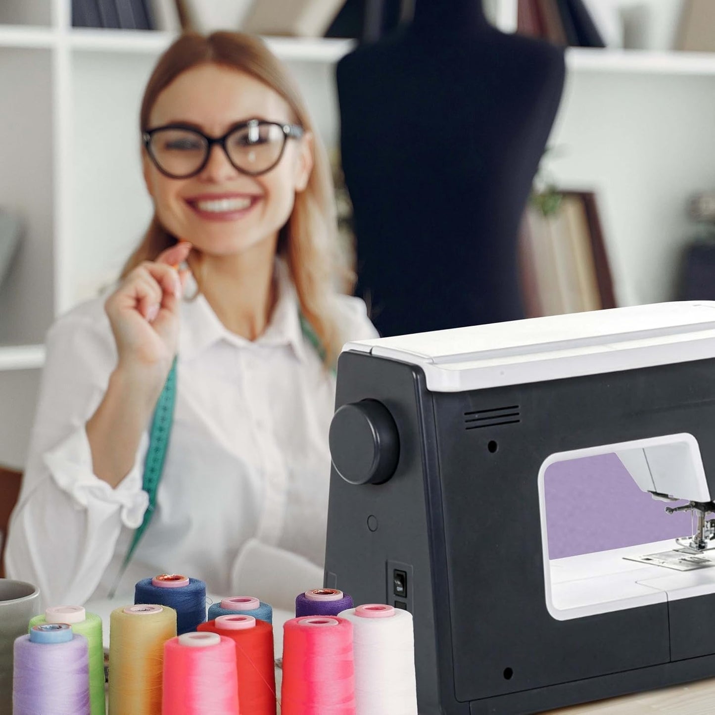 Bernette b77 Sewing & Quilting Machine with EverSewn 60-Pc Sunset Thread Bundle