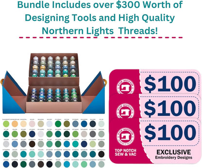 Bernette B70 DECO Embroidery Machine Bundle with Northern Lights Thread & Design Tools