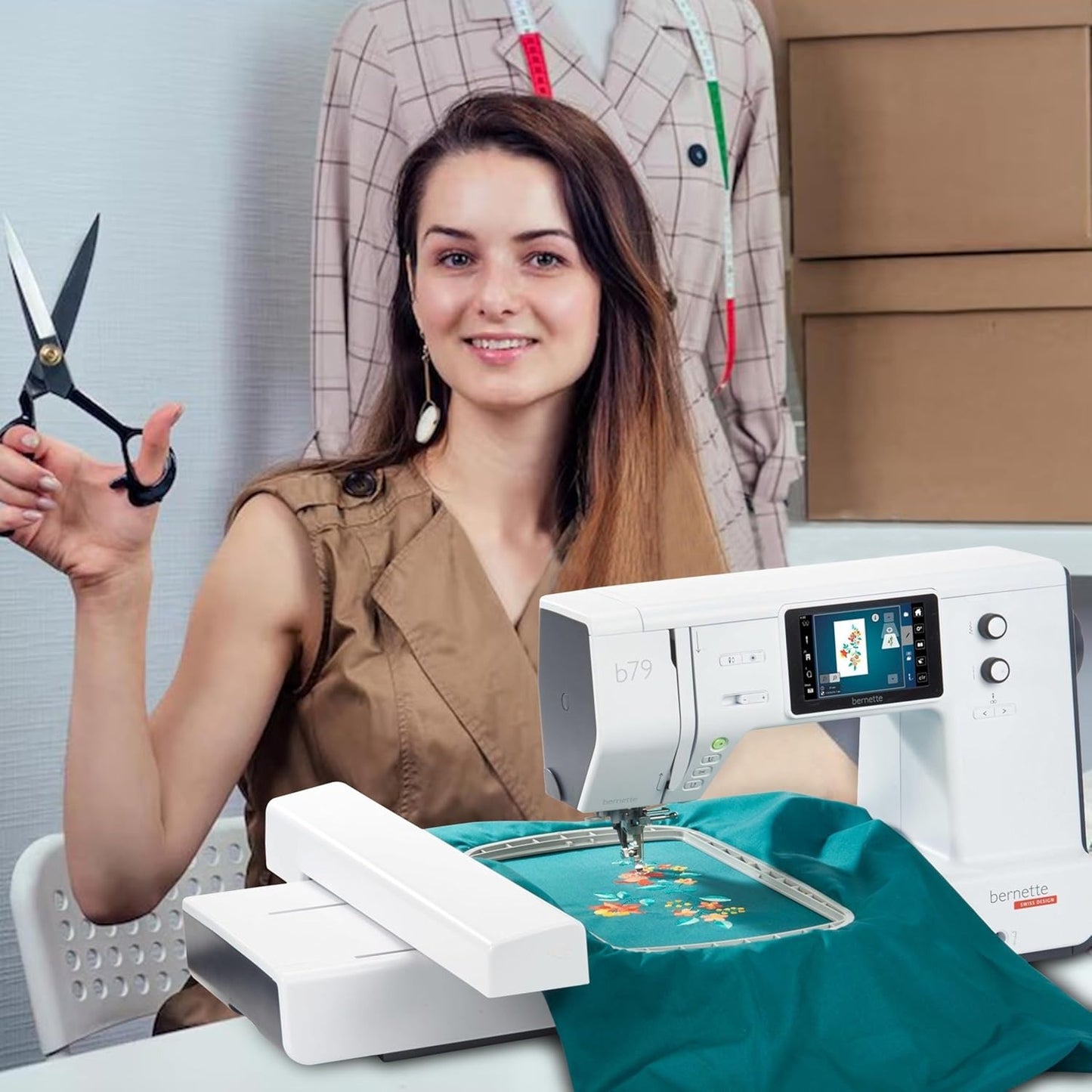 Bernette B79 Sewing & Embroidery Combo with Sunset Thread Kit and Deluxe Accessory Bundle