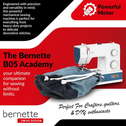 Bernette b05 Academy Sewing Machine with EverSewn 60-Pc Sunset Thread Bundle