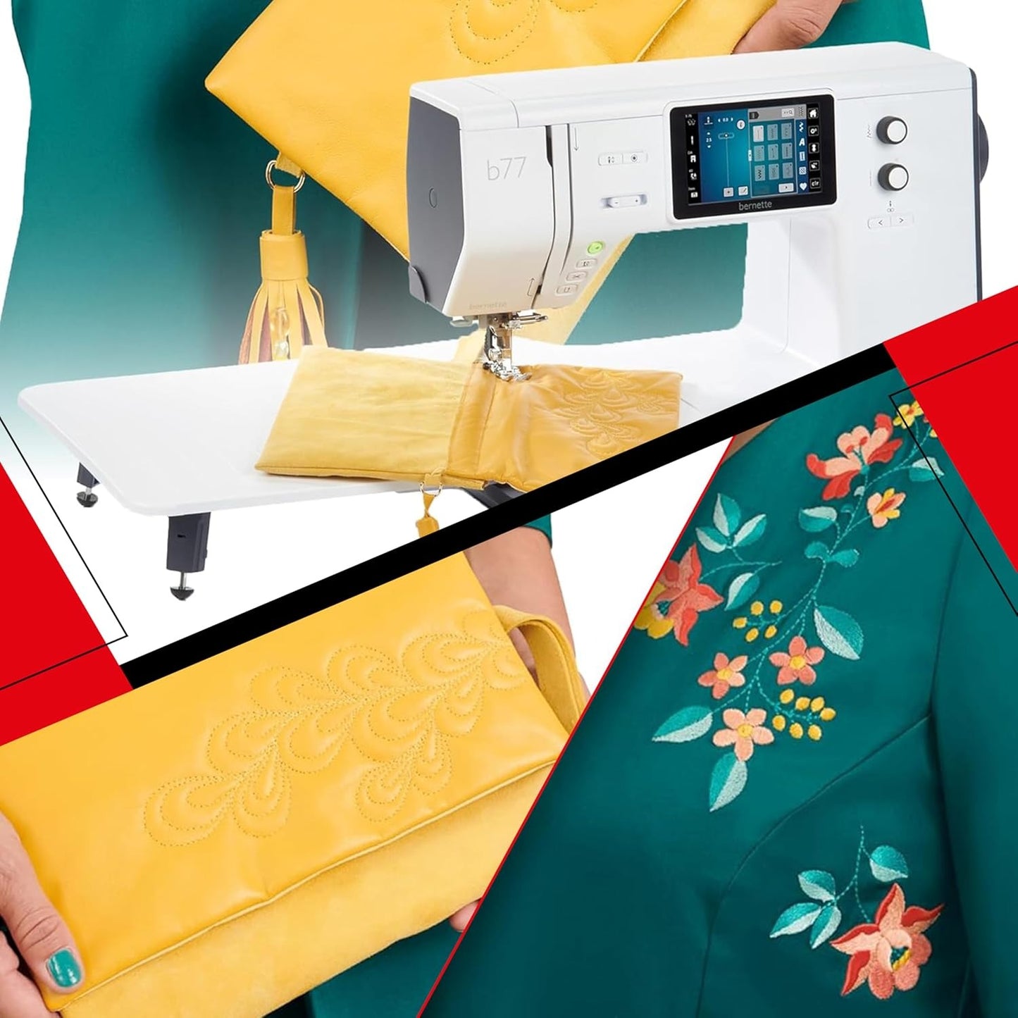 Bernette b77 Sewing and Quilting Machine with EverSewn Northern Lights Embroidery Thread Kit Bundle