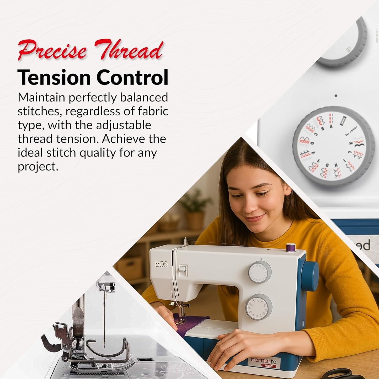 Bernette b05 Academy Sewing Machine with EverSewn 60-Pc Sunset Thread Bundle