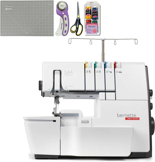 Bernette b64 Airlock Serger Bundle with Air Threading, Cutting Tools & Threads
