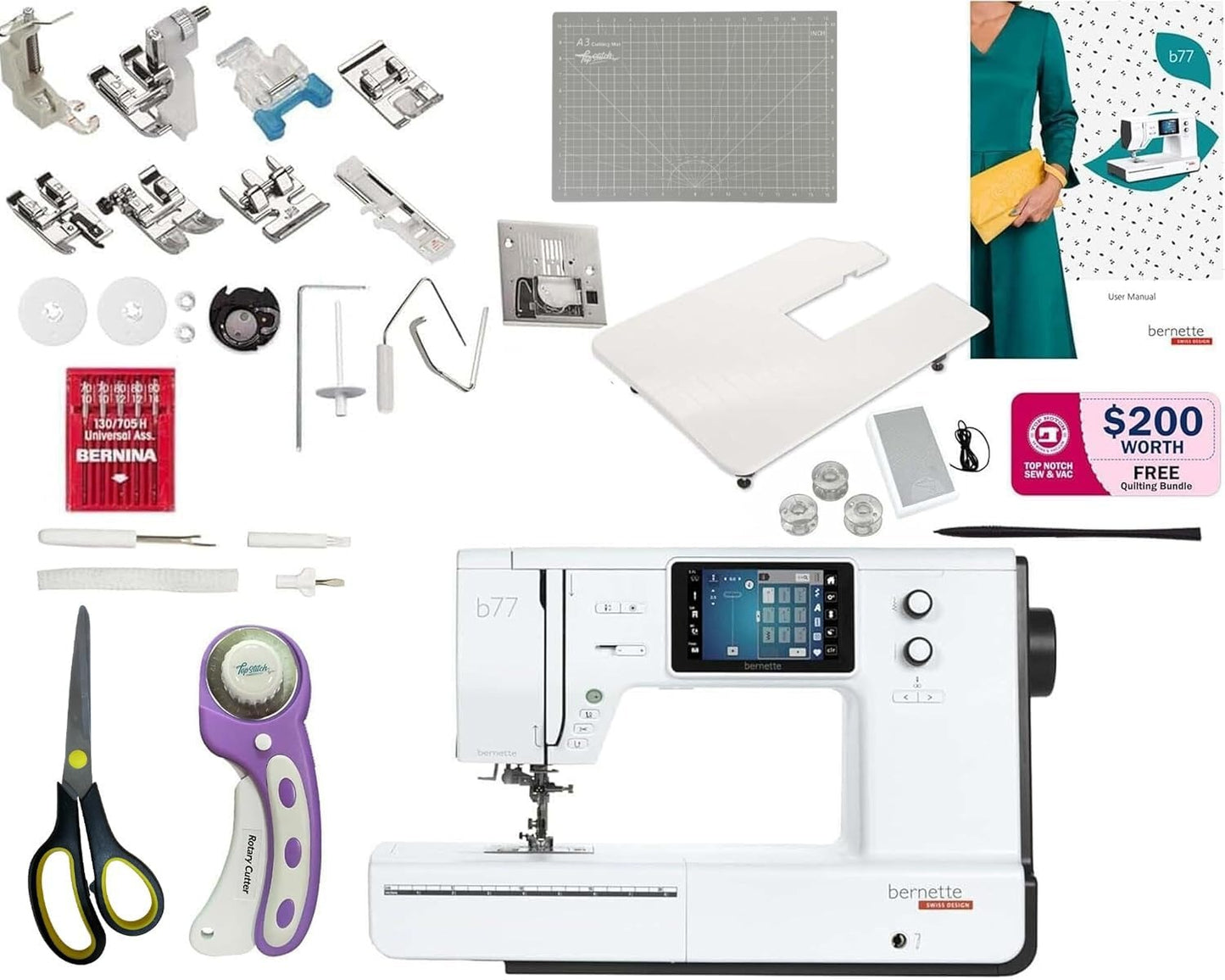 Bernette b77 Sewing & Quilting Machine Bundle