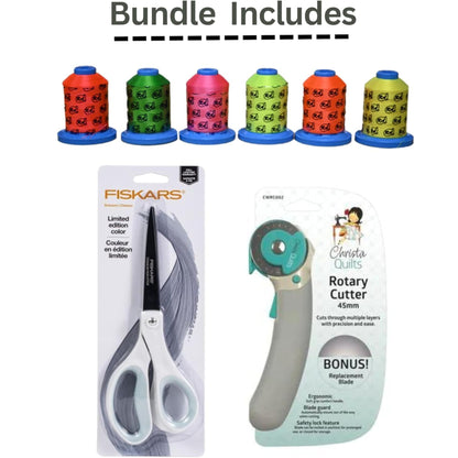 Bernette B08 Straight Stitch Sewing Machine | 1600 Stitches Per Minute | Exclusive Bundle with 6-Pack Threads, Scissors, Rotary Cutter, Needles, Bobbins, Extension Table, LED Light, Threader