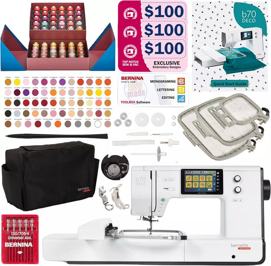 Refurbished Bernette B70 Embroidery Machine - Exclusive Designers Bundle with Sunset Thread